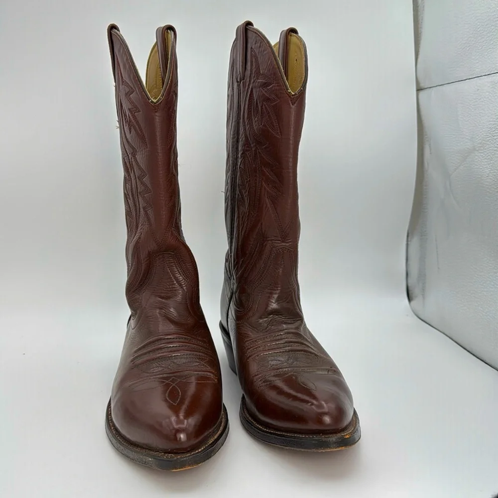 HERITAGE WEST - Vintage Cowboy Brown leather‎ Rodeo western boots USA size 8D